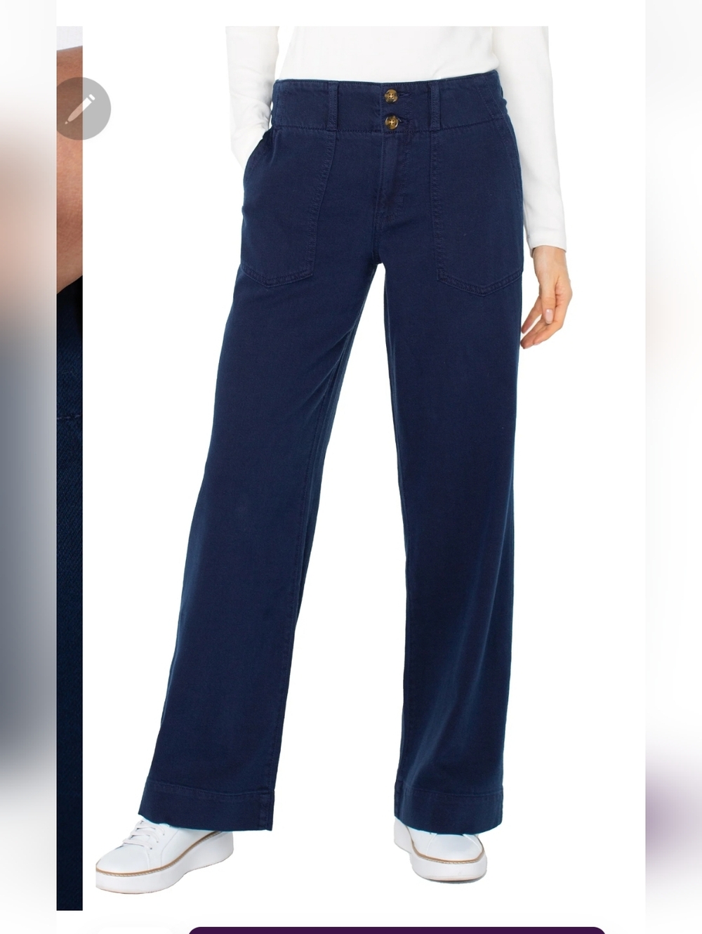 Liverpool Utility Patch Pocket Wide leg - Navy Dusk